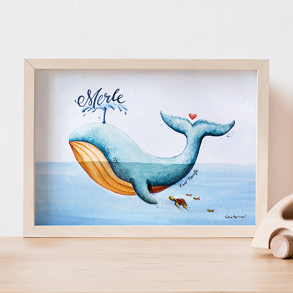 Wal Taufe Karte Poster